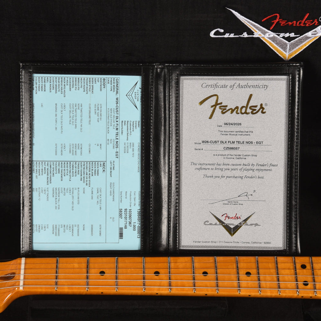 Fender Custom Shop Limited Edition Custom Deluxe AAA Flame Telecaster NOS Emerald Green Transparent w/Gold
