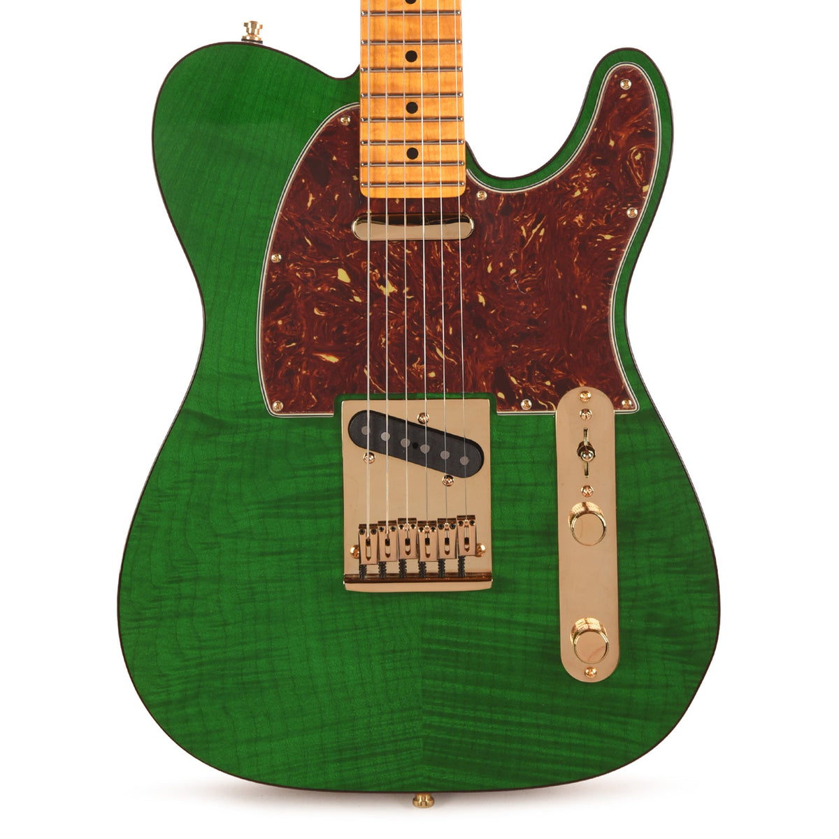 Fender Custom Shop Limited Edition Custom Deluxe AAA Flame Telecaster NOS Emerald Green Transparent w/Gold