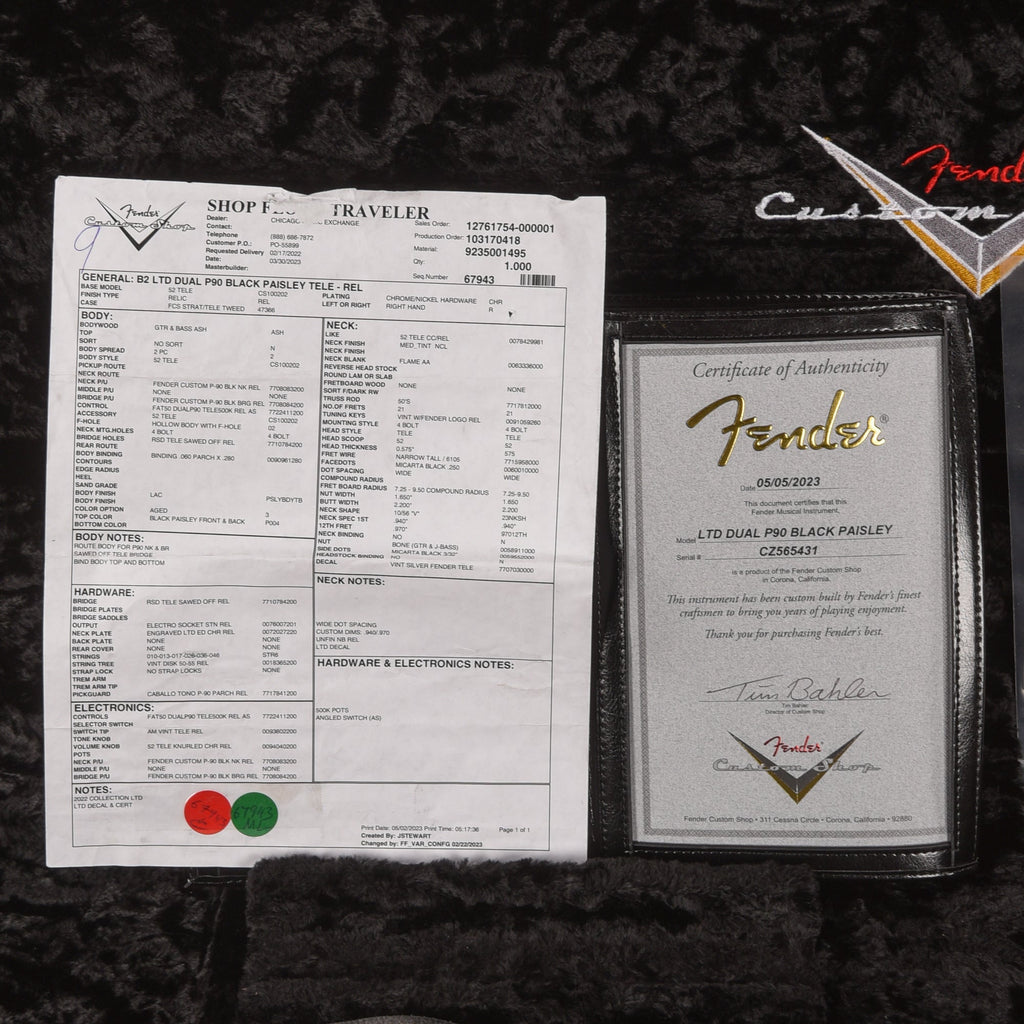 Fender Custom Shop Limited Edition Dual P-90 Telecaster Relic Black Paisley 2023 - View 10 | MusicMarket