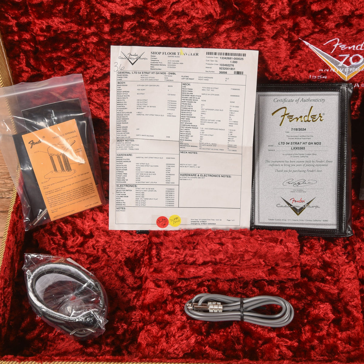 Fender Custom Shop LTD '54 Stratocaster Hardtail Reissue NOS Dirty White Blonde 2024 - View 10 | MusicMarket