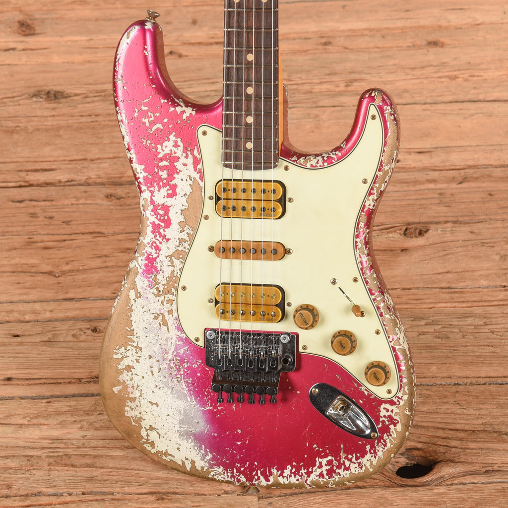 Fender Custom Shop Pink Lightning FR HSH Lipstick Pink Metallic Over Olympic White - View 2 | MusicMarket