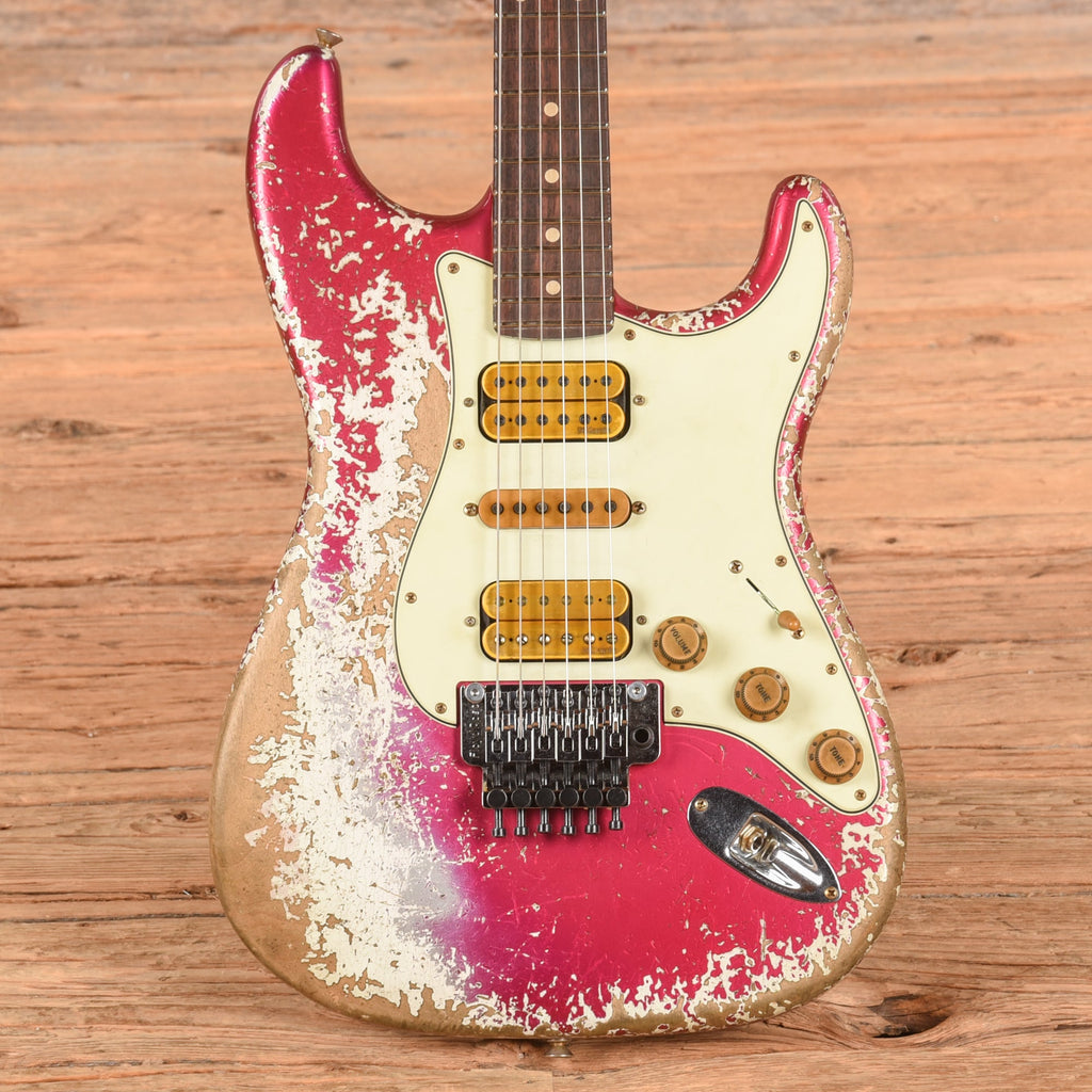 Fender Custom Shop Pink Lightning FR HSH Lipstick Pink Metallic Over Olympic White - MusicMarket