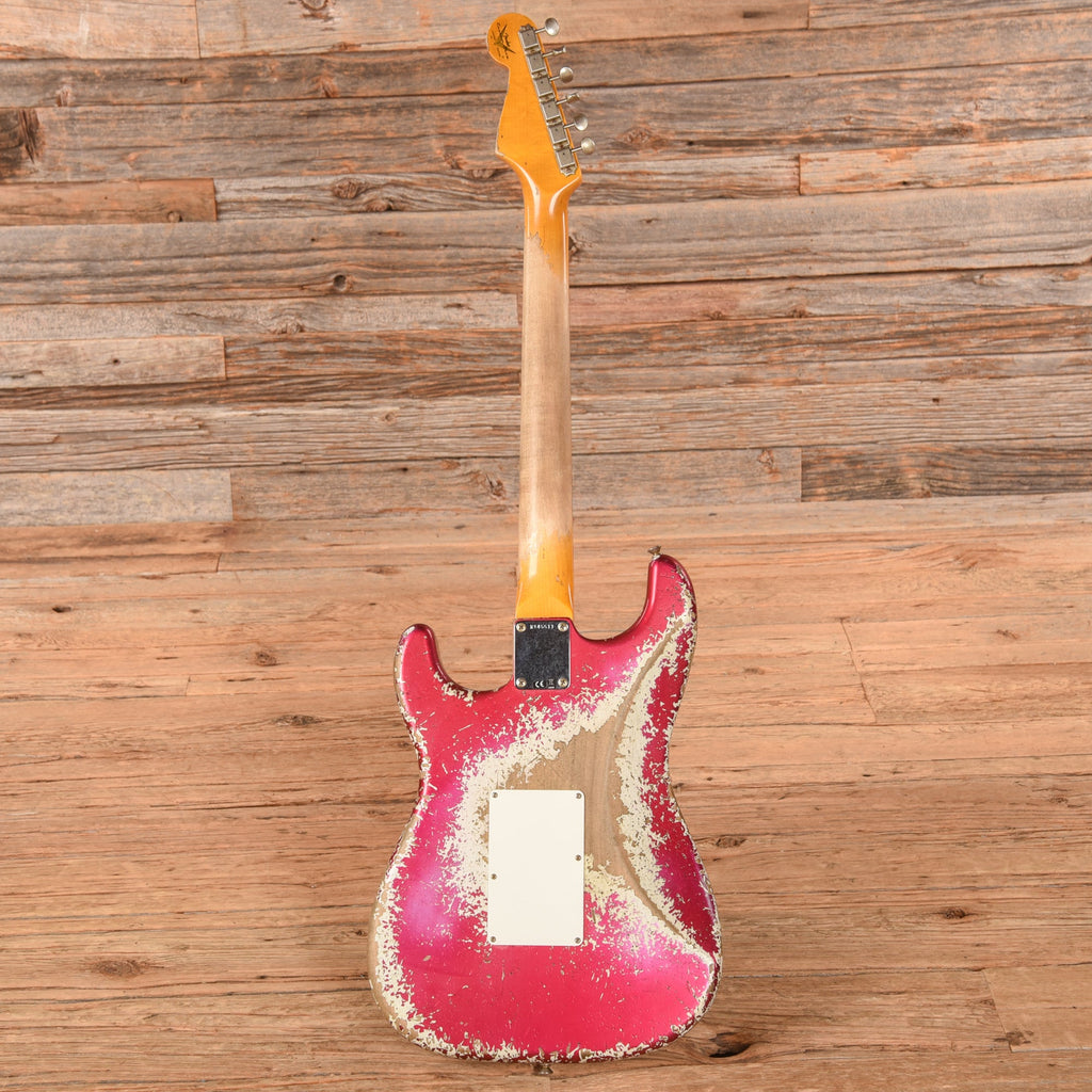 Fender Custom Shop Pink Lightning FR HSH Lipstick Pink Metallic Over Olympic White - View 5 | MusicMarket
