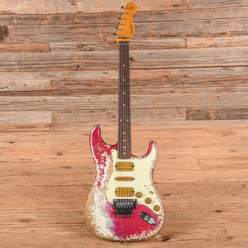 Fender Custom Shop Pink Lightning FR HSH Lipstick Pink Metallic Over Olympic White - View 4 | MusicMarket