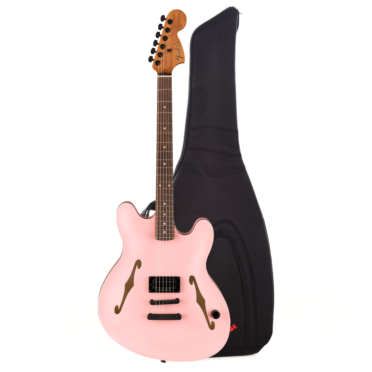 Fender Artist Tom DeLonge Starcaster Satin Shell Pink Gig Bag Bundle - MusicMarket