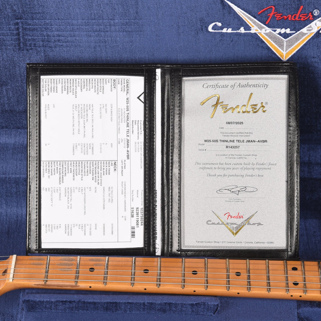 Fender Custom Shop 1950s Telecaster Thinline Journeyman Relic Aged Violin Burst - View 9 | MusicMarket