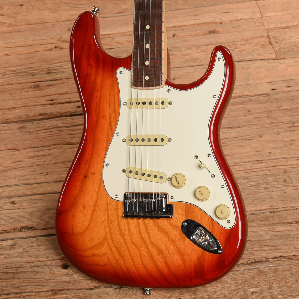 Fender American Channel Bound Stratocaster Neck with American Deluxe Body Aged Cherry Sunburst - View 2 | MusicMarket