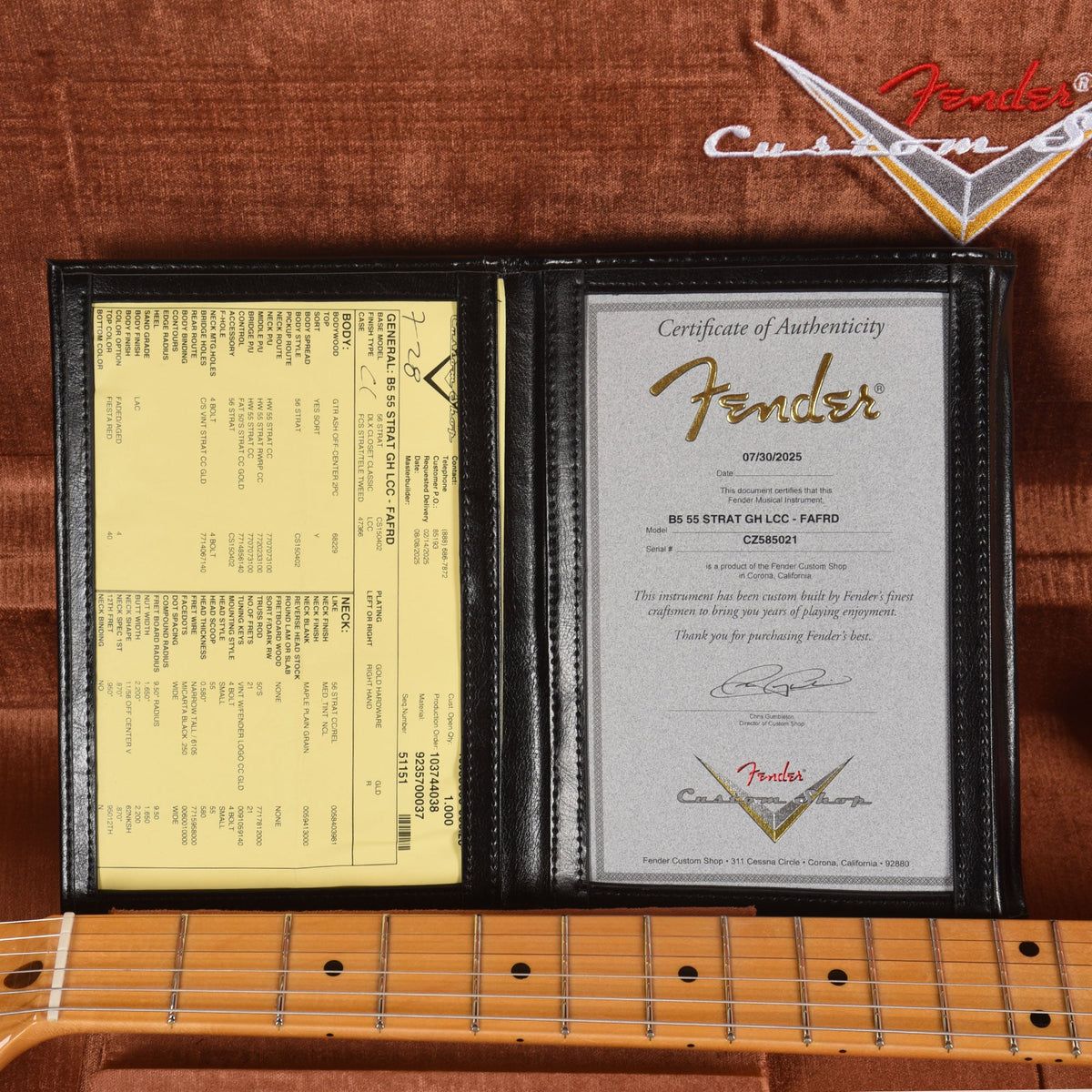 Fender Custom Shop 1955 Stratocaster Deluxe Closet Classic Faded Aged Fiesta Red - View 9 | MusicMarket