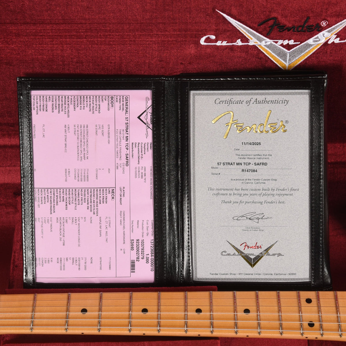Fender Custom Shop 1957 Stratocaster "Chicago Special" Time Capsule Super Aged Fiesta Red - View 9 | MusicMarket