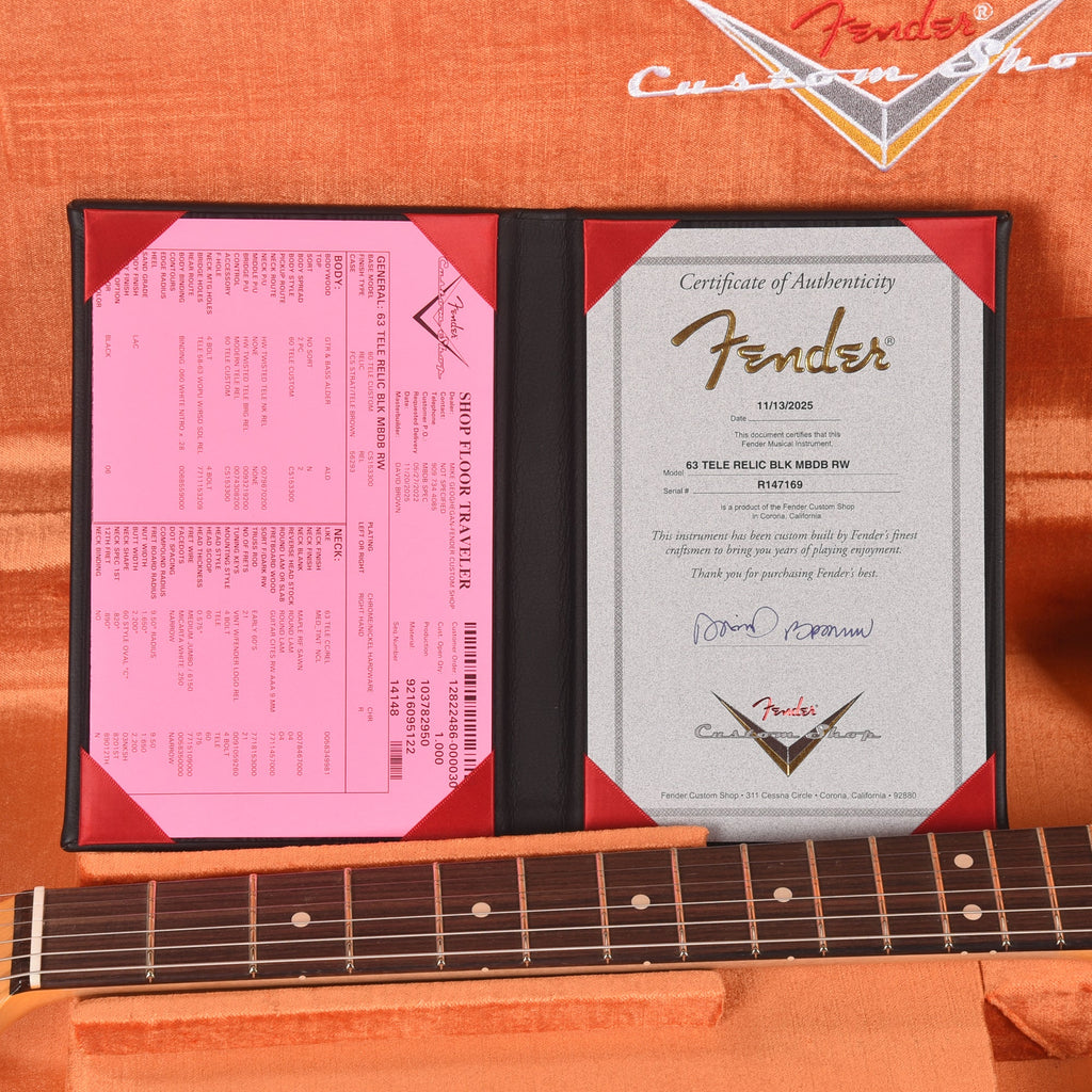 Fender Custom Shop 1963 Custom Telecaster Relic Black Master Built by David Brown w/Josefina Hand-Wound Pickups -