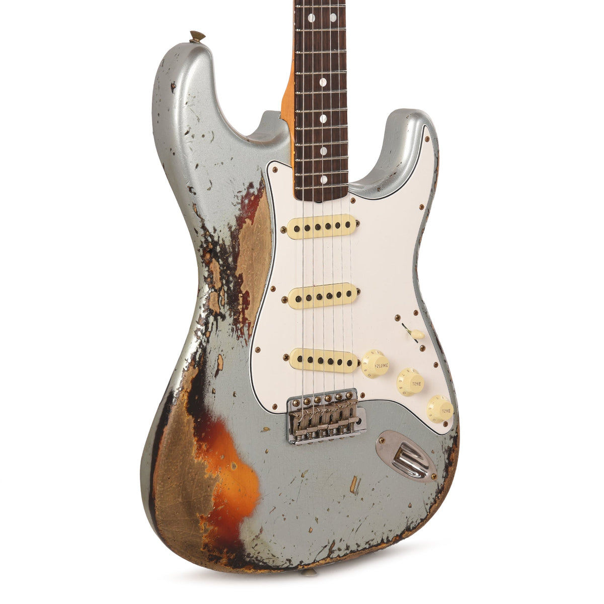 Fender Custom Shop 1965 Stratocaster Super Heavy Relic Super Faded Aged Firemist Silver over 3-Color Sunburst -