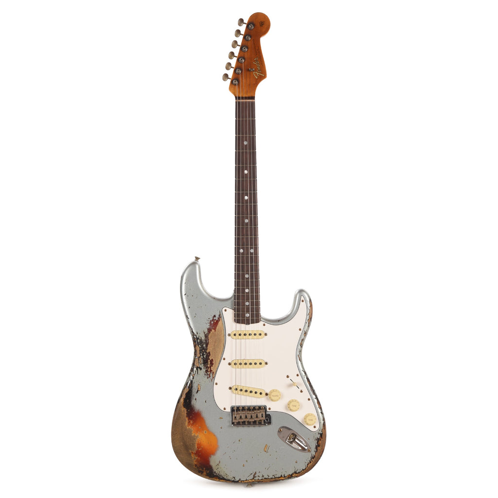 Fender Custom Shop 1965 Stratocaster Super Heavy Relic Super Faded Aged Firemist Silver over 3-Color Sunburst -