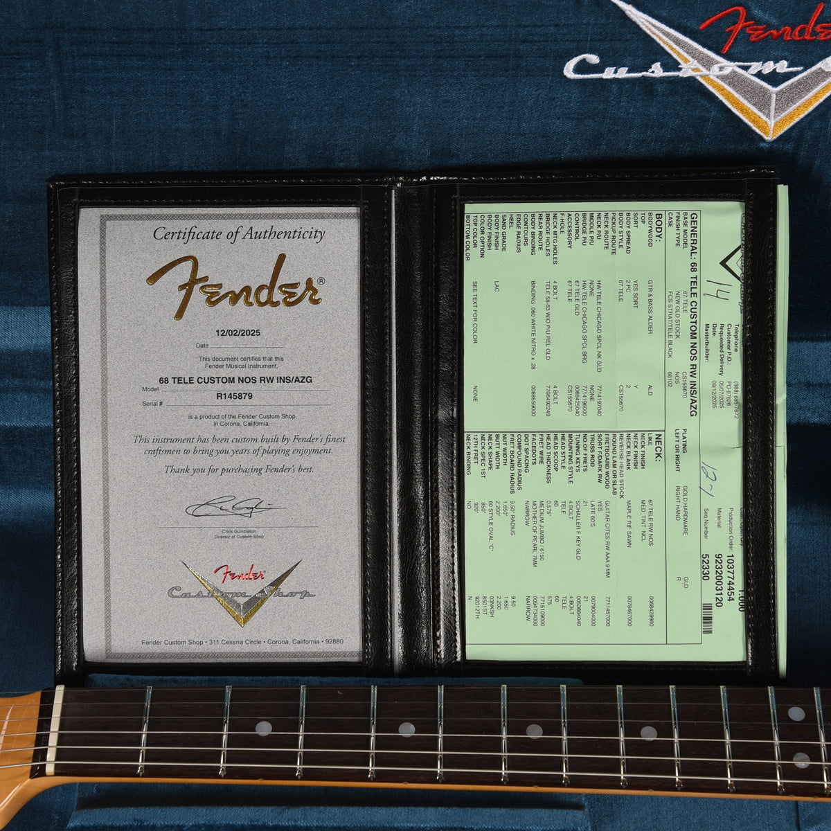 Fender Custom Shop 1968 Custom Telecaster "Chicago Special" NOS Inca Silver Top & Back w/Aztec Gold Side - View 9