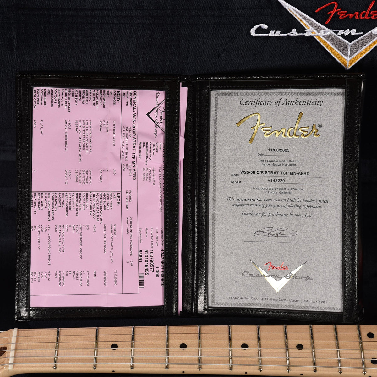Fender Custom Shop NAMM Limited Edition 1958 Compound Radius Stratocaster Time Capsule Aged Fiesta Red - View 9 |