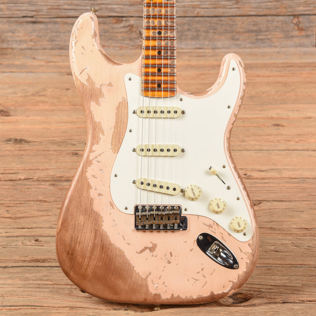 Fender Custom Shop Red Hot Stratocaster Super Heavy Relic Aged Faded Shell Pink 2023 - MusicMarket