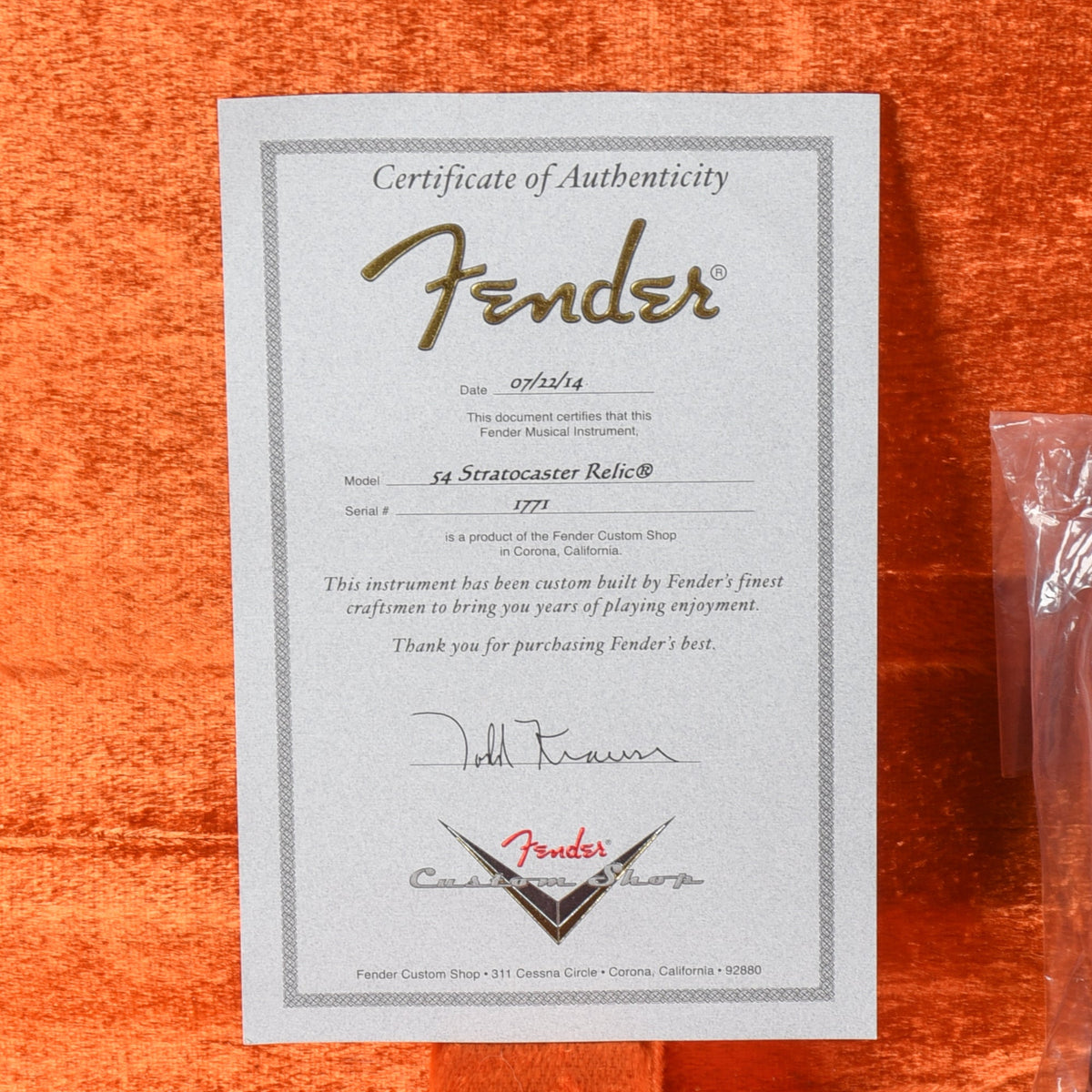 Fender Custom Shop Todd Krause Masterbuilt '54 Stratocaster Relic Sunburst 2014 - View 10 | MusicMarket