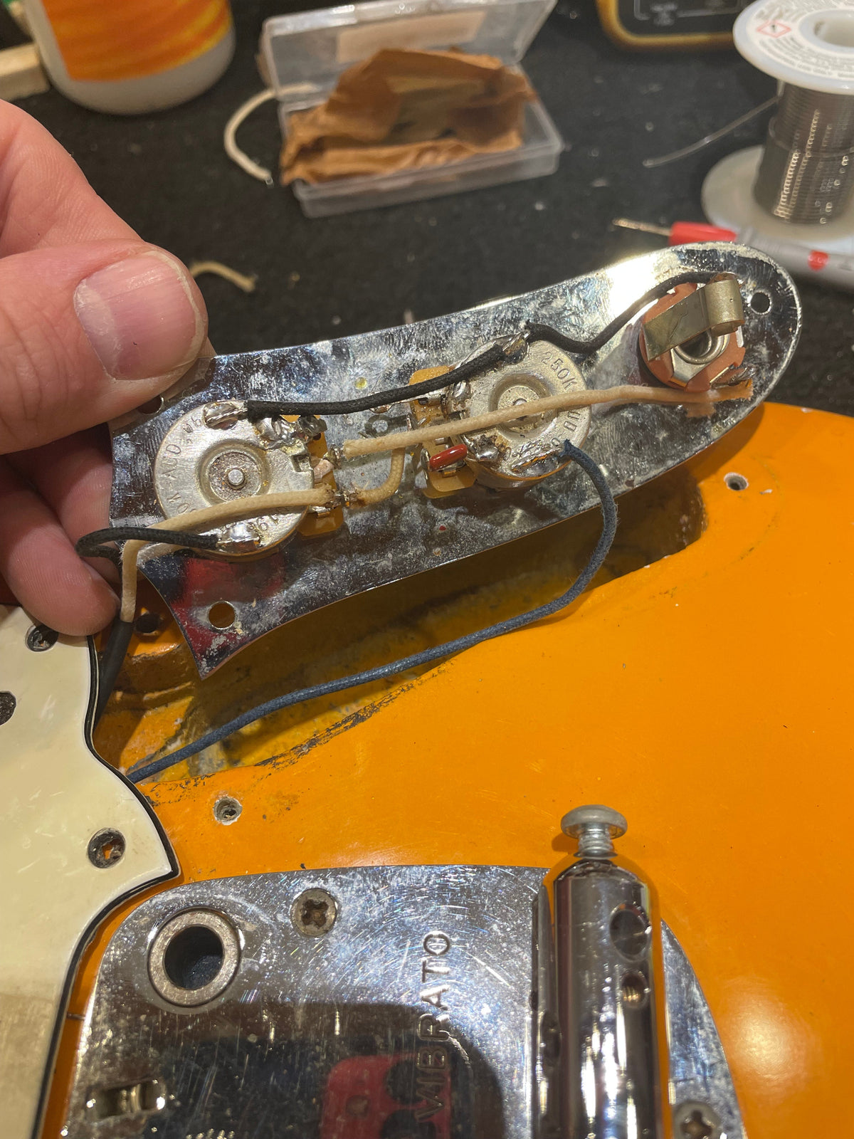 Fender Mustang Competition Orange Refin 1968 - View 13 | MusicMarket