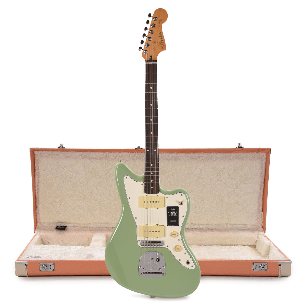 Fender Player II Jazzmaster RW Birch Green and Pacific Peach Hardshell Case Bundle - MusicMarket
