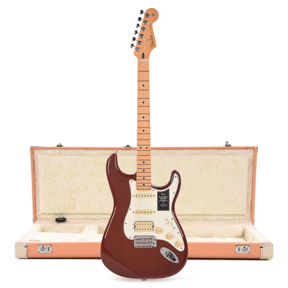 Fender Player II Stratocaster HSS MN Transparent Mocha Burst and Pacific Peach Hardshell Case Bundle - MusicMarket