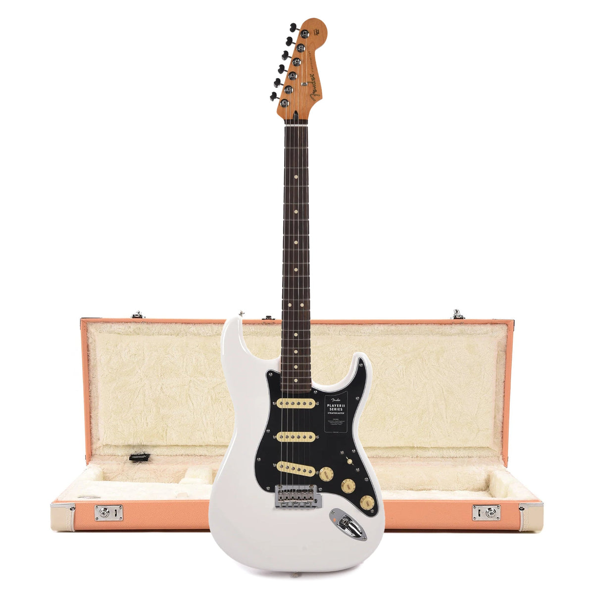 Fender Player II Stratocaster RW Polar White and Pacific Peach Hardshell Case Bundle - MusicMarket