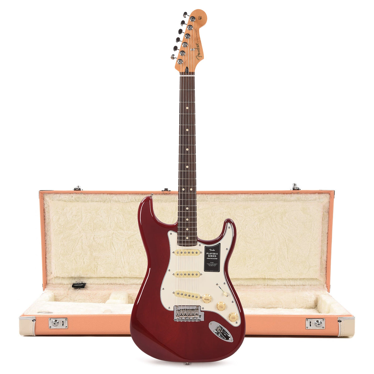 Fender Player II Stratocaster RW Transparent Cherry Burst and Pacific Peach Hardshell Case Bundle - MusicMarket