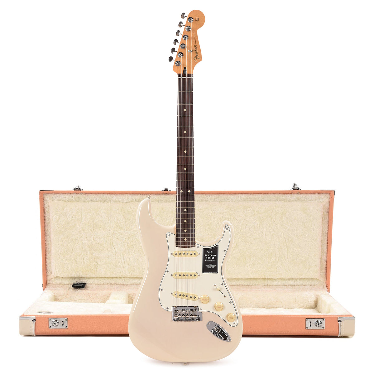 Fender Player II Stratocaster RW White Blonde and Pacific Peach Hardshell Case Bundle - MusicMarket