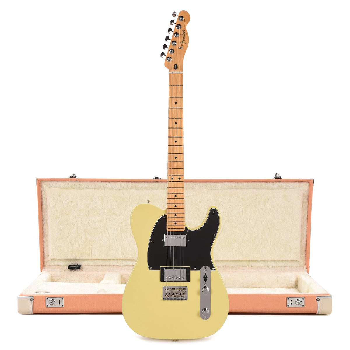 Fender Player II Telecaster HH MN Hialeah Yellow and Pacific Peach Hardshell Case Bundle - MusicMarket