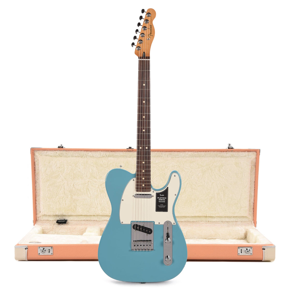 Fender Player II Telecaster RW Aquatone Blue and Pacific Peach Hardshell Case Bundle - MusicMarket