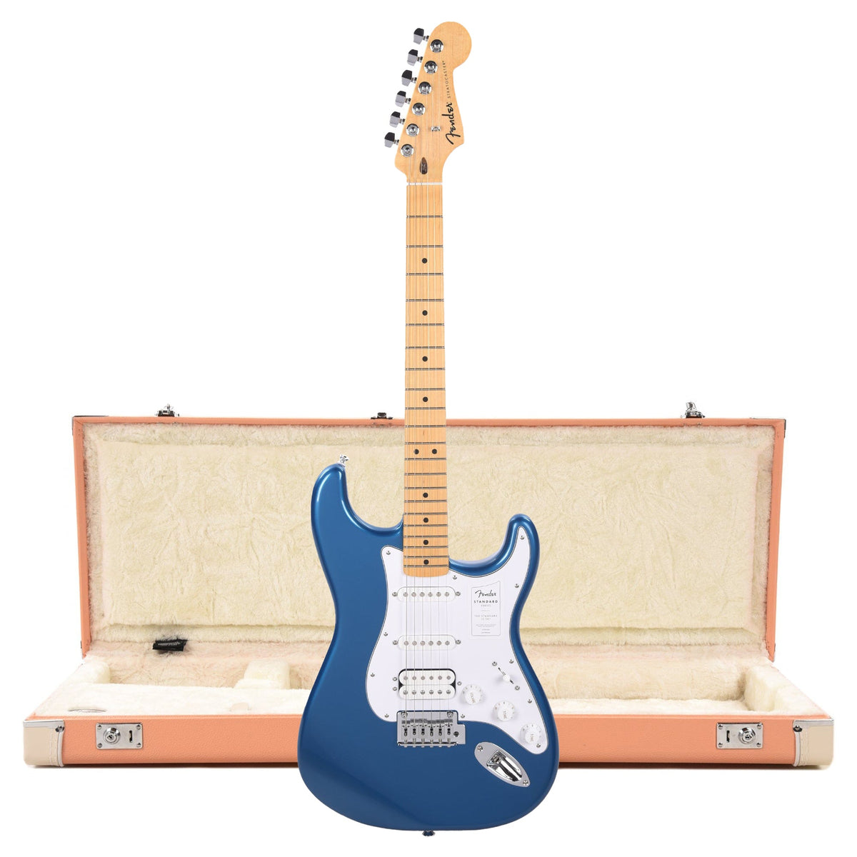 Fender Standard Stratocaster HSS MN Aqua Marine Metallic and Pacific Peach Hardshell Case Bundle - MusicMarket