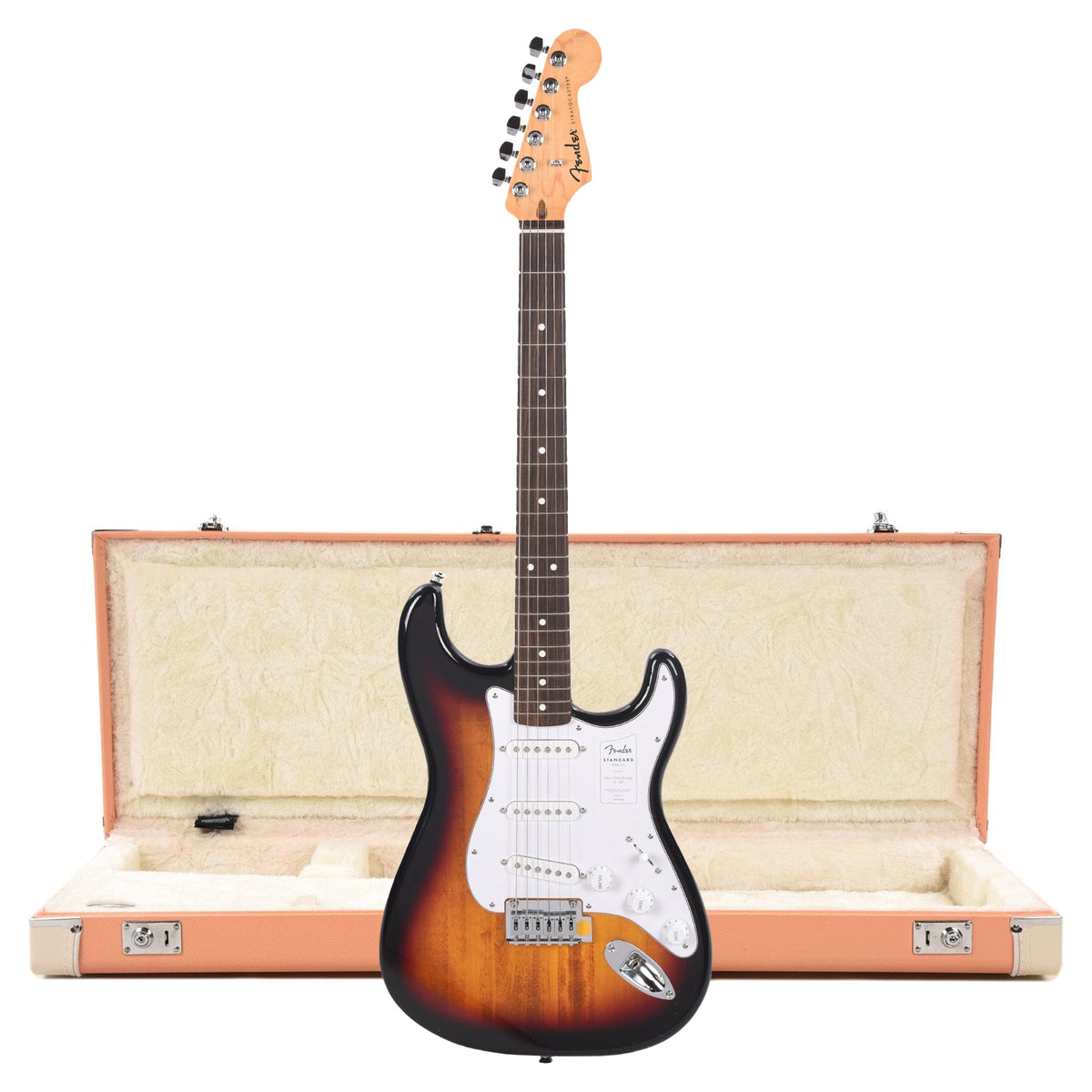 Fender Standard Stratocaster LRL 3-Color Sunburst and Pacific Peach Hardshell Case Bundle - MusicMarket