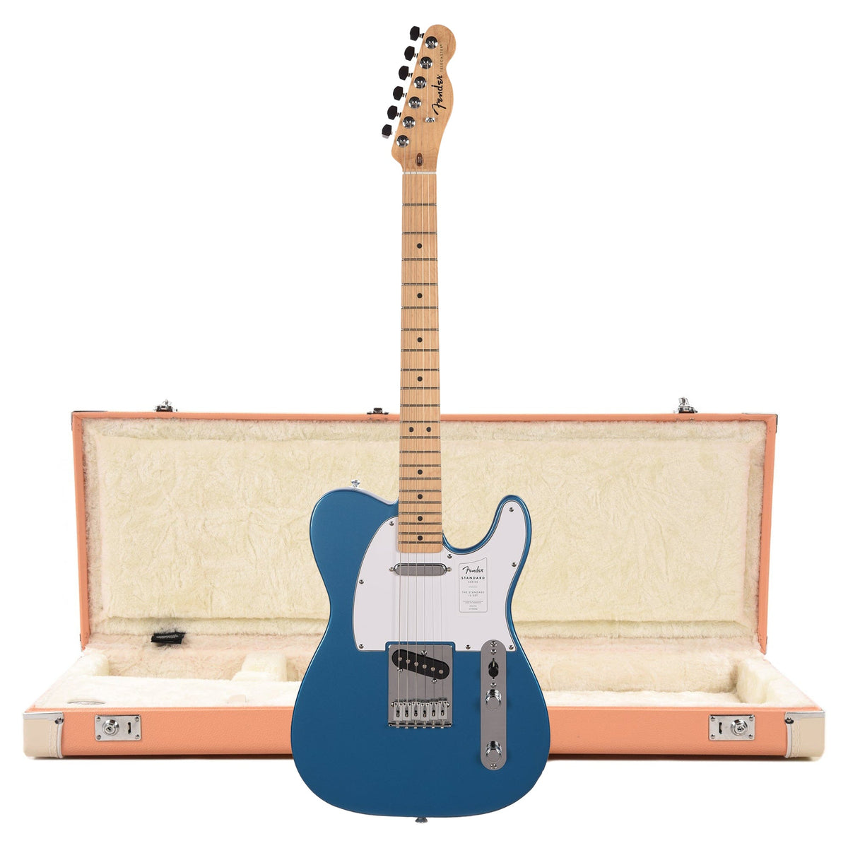 Fender Standard Telecaster MN Aqua Marine Metallic and Pacific Peach Hardshell Case Bundle - MusicMarket