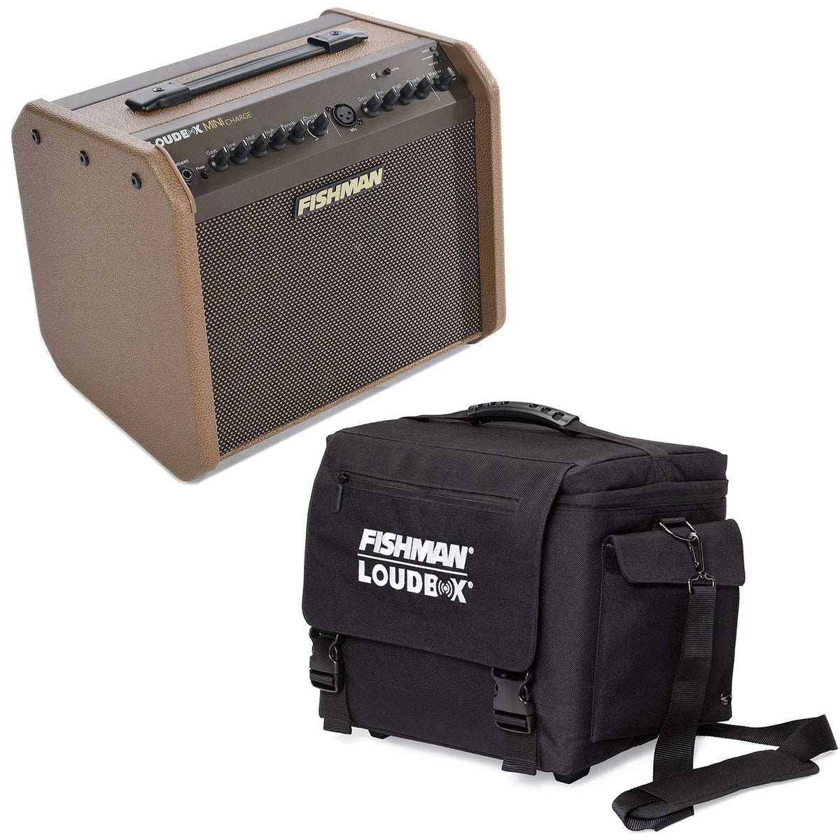 Fishman Loudbox Mini Charge 60 Watt Rechargeable Battery-Powered Acoustic Amplifier and Fishman Delux Carry Bag -