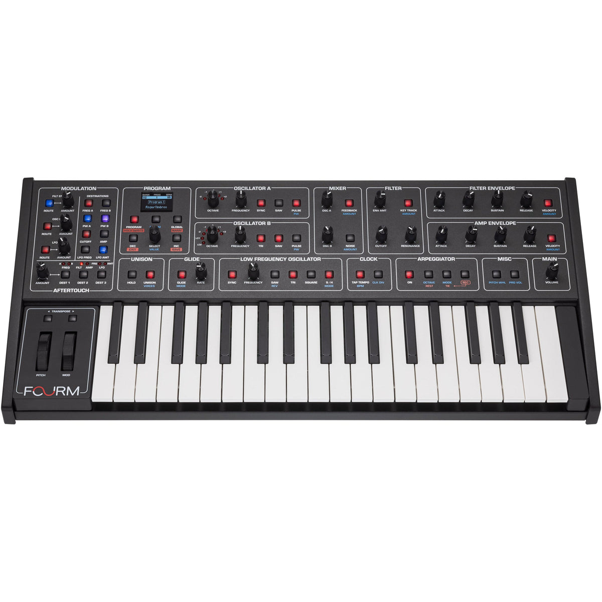 Sequential Fourm 37-Key 4 Voice Analog Synthesizer w/ Polyphonic Aftertouch - View 5 | MusicMarket