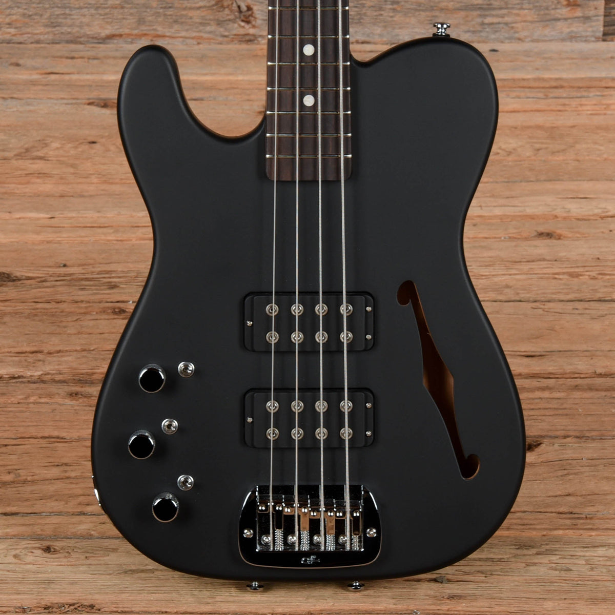 G&L USA ASAT Bass Semi-Hollow Satin Black LEFTY - MusicMarket