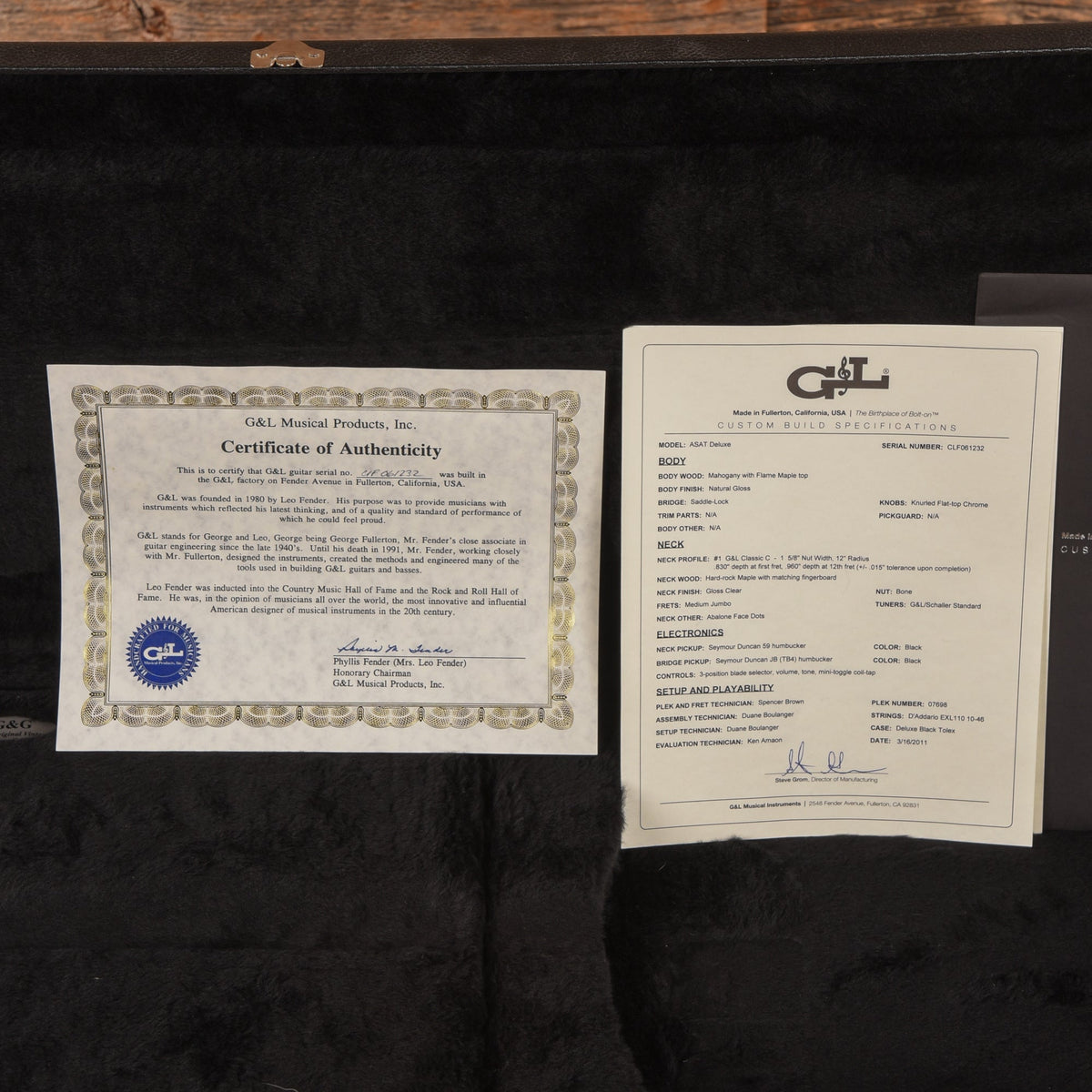 G&L USA ASAT Deluxe Natural - View 10 | MusicMarket