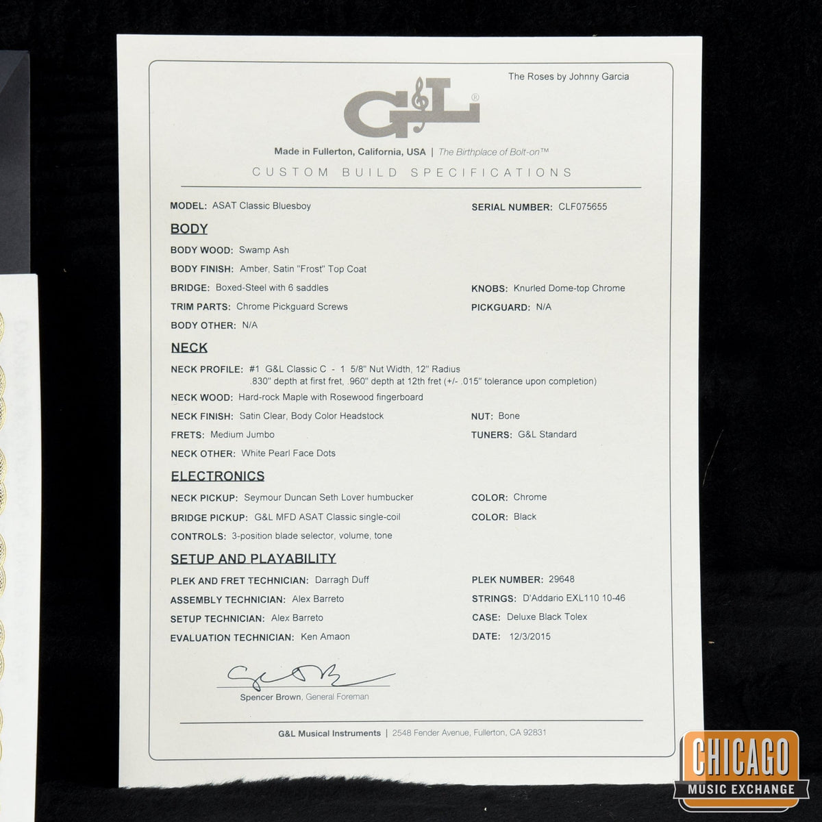 G&L ASAT Classic Bluesboy "The Roses" Limited Edition Tele Guitar - View 12 | MusicMarket