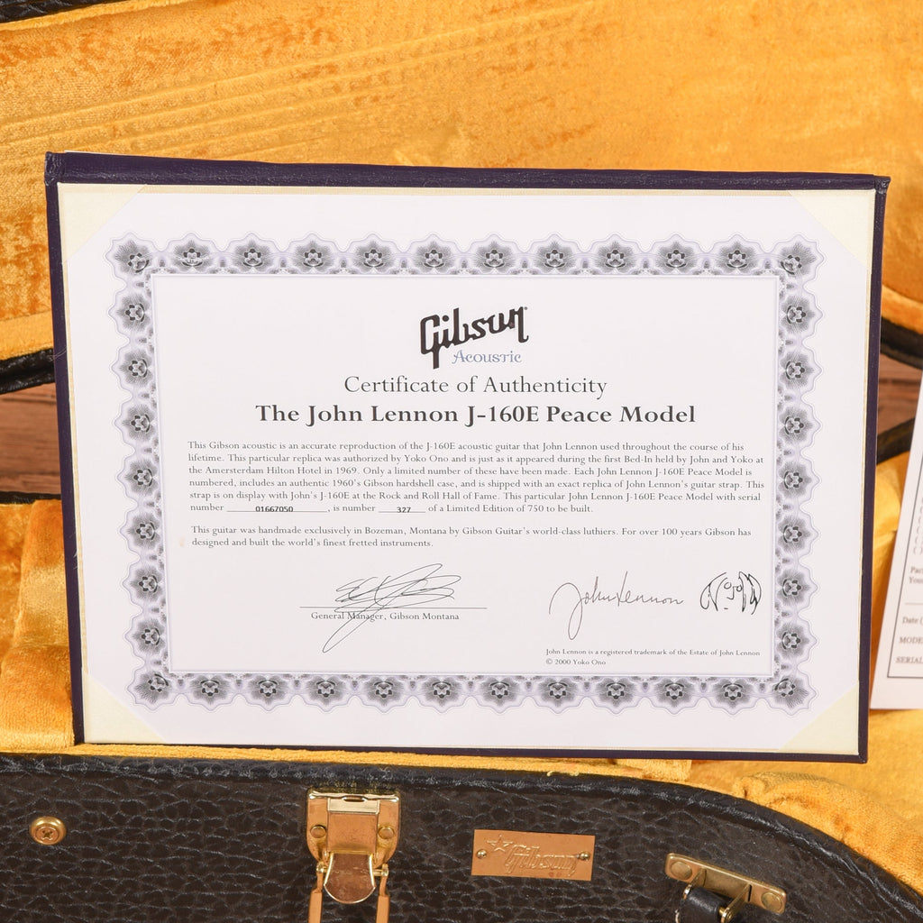 Gibson John Lennon J-160E Peace Model Natural 2007 - View 10 | MusicMarket