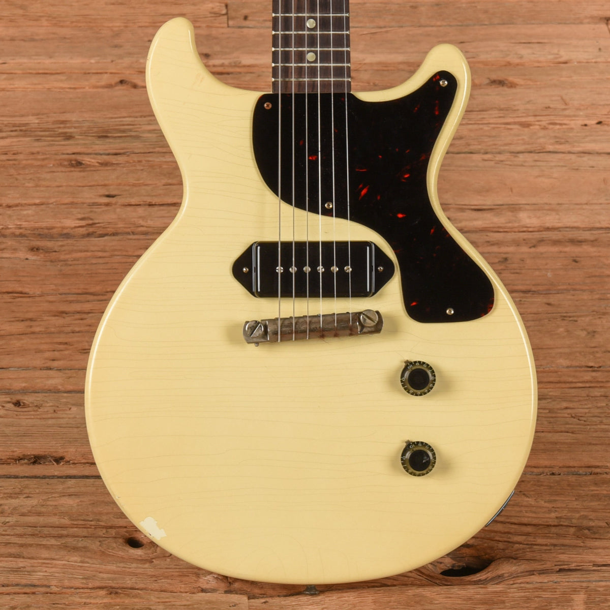 Gibson Custom Shop 1958 Les Paul Junior Double Cut Antique Antique White Murphy Lab Ultra Light Aged - MusicMarket