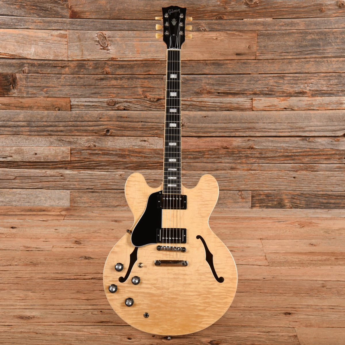 Gibson ES-335 Block Figured Antique Natural 2021 LEFTY - View 4 | MusicMarket