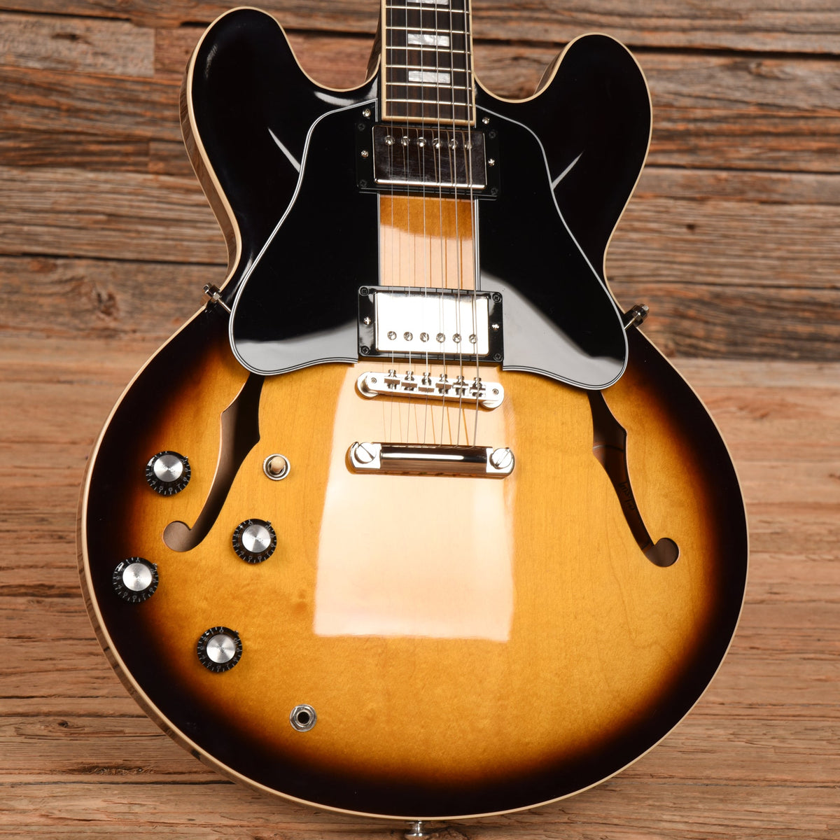 Gibson ES-335 Block Vintage Burst 2022 LEFTY - View 8 | MusicMarket