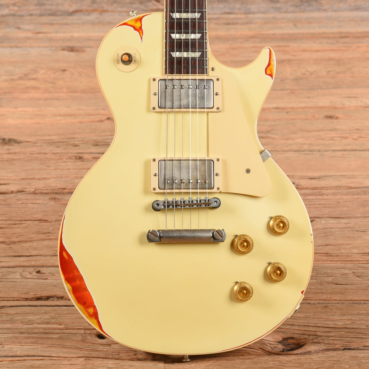 Gibson Custom Painted Over Series '58 Les Paul Standard Reissue Classic White Over Cherry Sunburst 2017 - MusicMarket