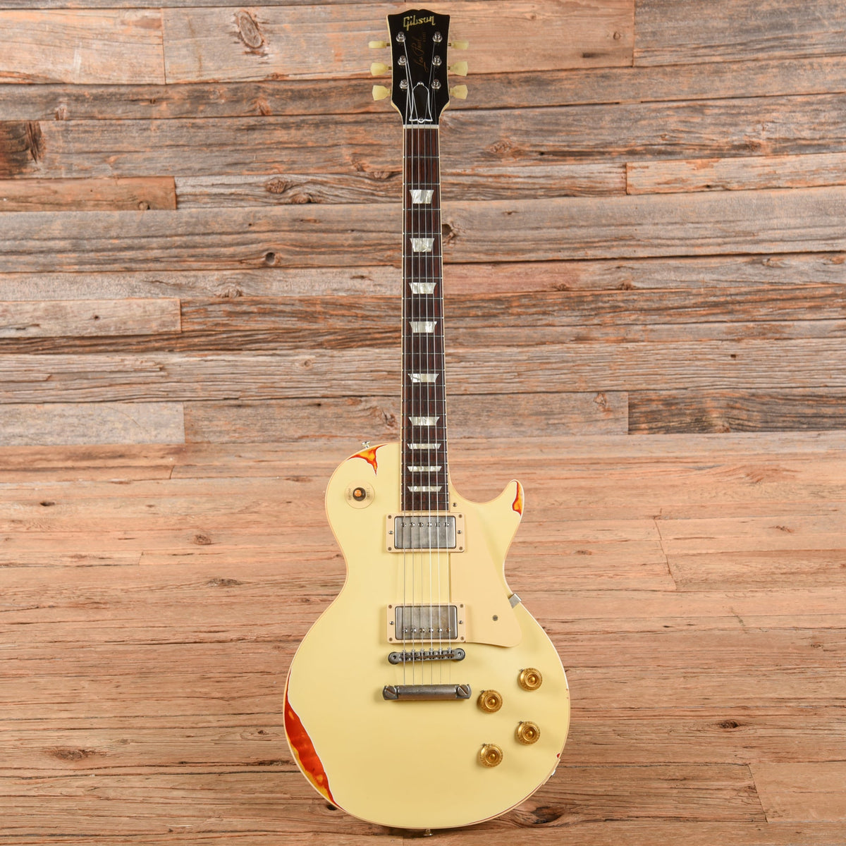 Gibson Custom Painted Over Series '58 Les Paul Standard Reissue Classic White Over Cherry Sunburst 2017 - View 4 |