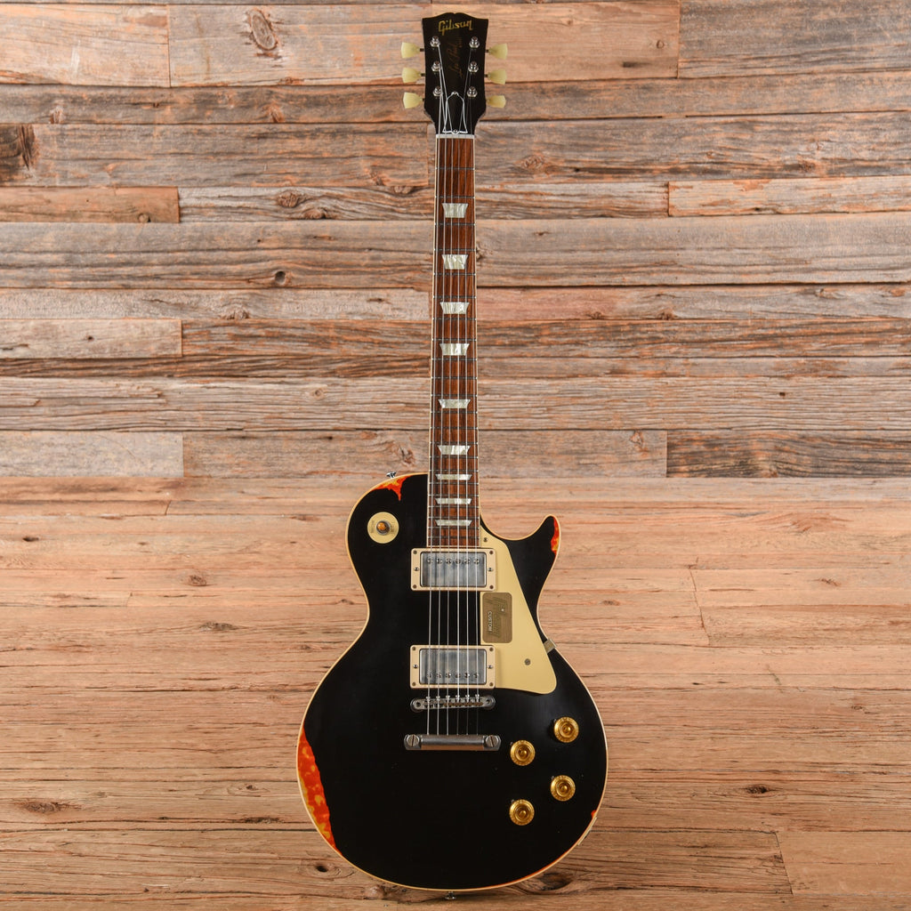 Gibson Custom Painted Over Series '58 Les Paul Standard Reissue Ebony Over Cherry Sunburst 2017 - View 4 | MusicMarket
