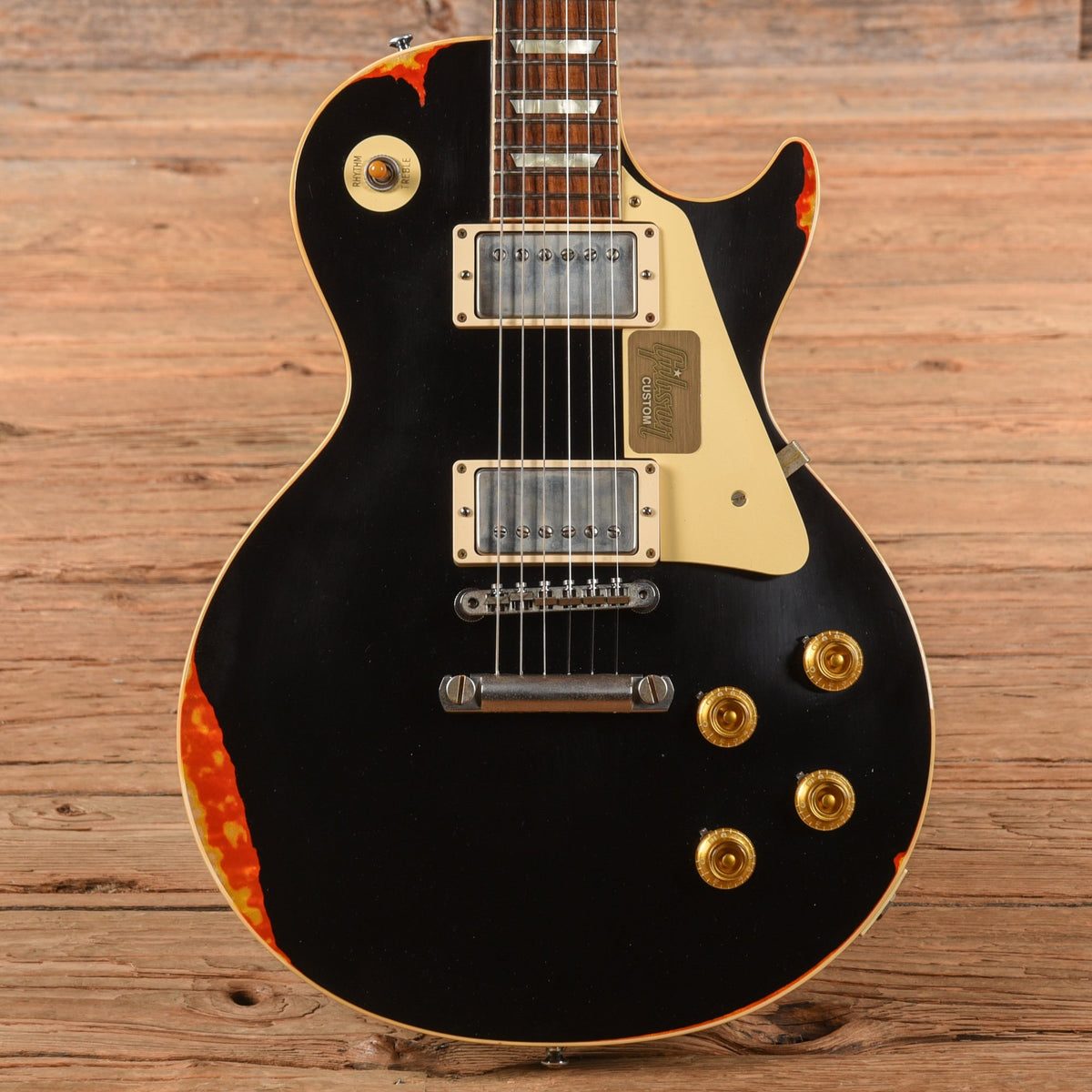Gibson Custom Painted Over Series '58 Les Paul Standard Reissue Ebony Over Cherry Sunburst 2017 - MusicMarket