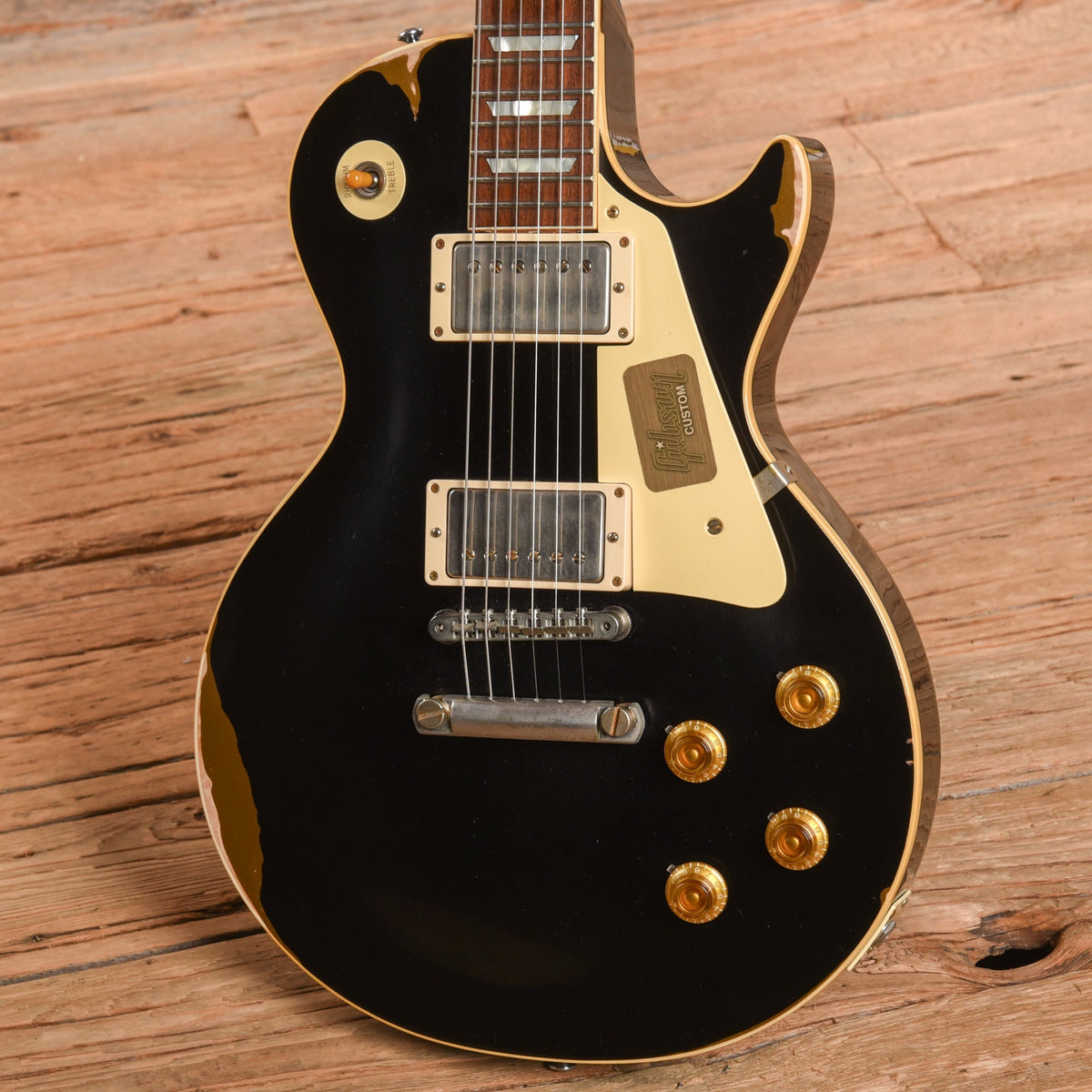 Gibson Custom Painted Over Series '58 Les Paul Standard Reissue Ebony Over Gold 2017 - View 2 | MusicMarket