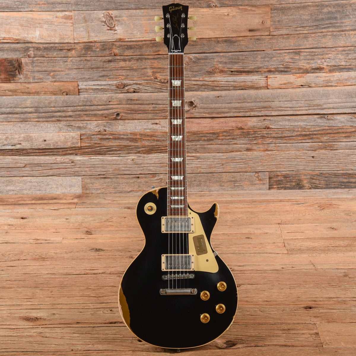 Gibson Custom Painted Over Series '58 Les Paul Standard Reissue Ebony Over Gold 2017 - View 4 | MusicMarket