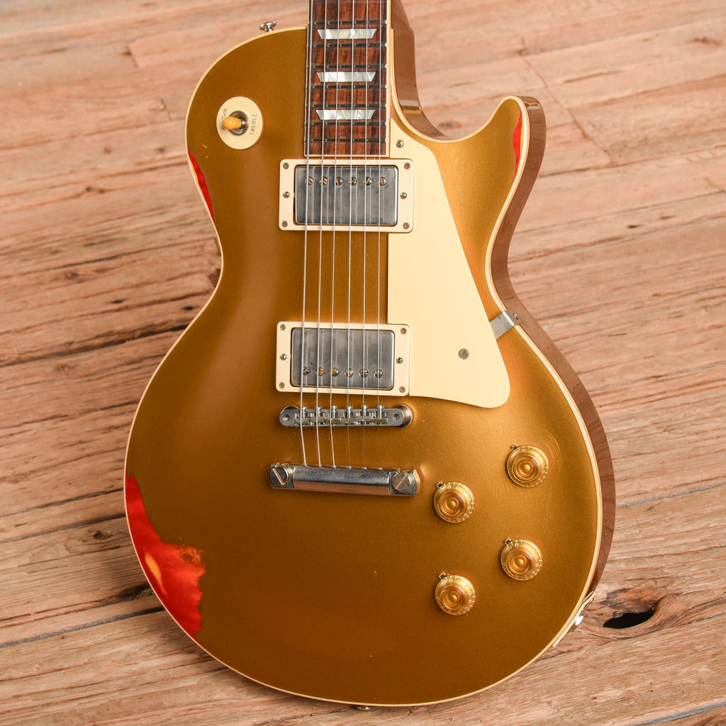 Gibson Custom Painted Over Series '58 Les Paul Standard Reissue Gold Over Cherry Sunburst 2017 - View 2 | MusicMarket