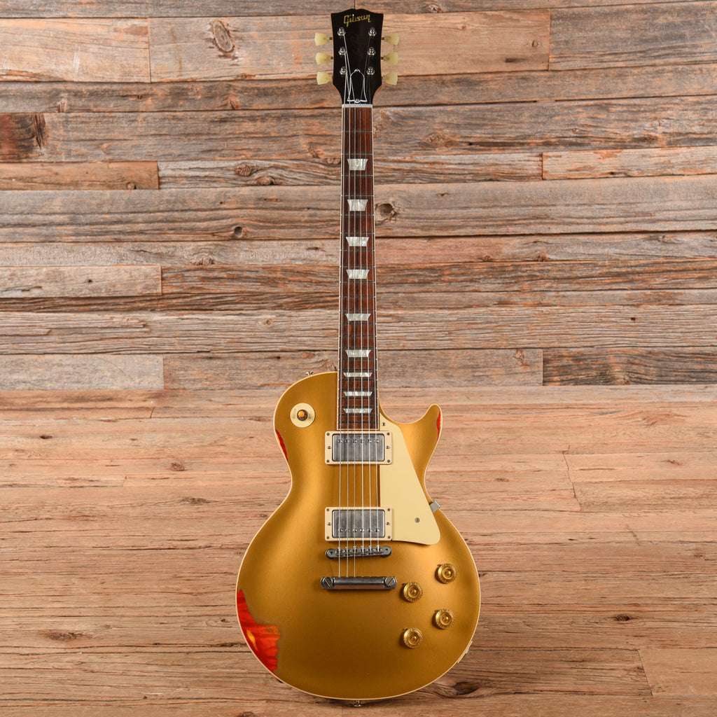 Gibson Custom Painted Over Series '58 Les Paul Standard Reissue Gold Over Cherry Sunburst 2017 - View 4 | MusicMarket