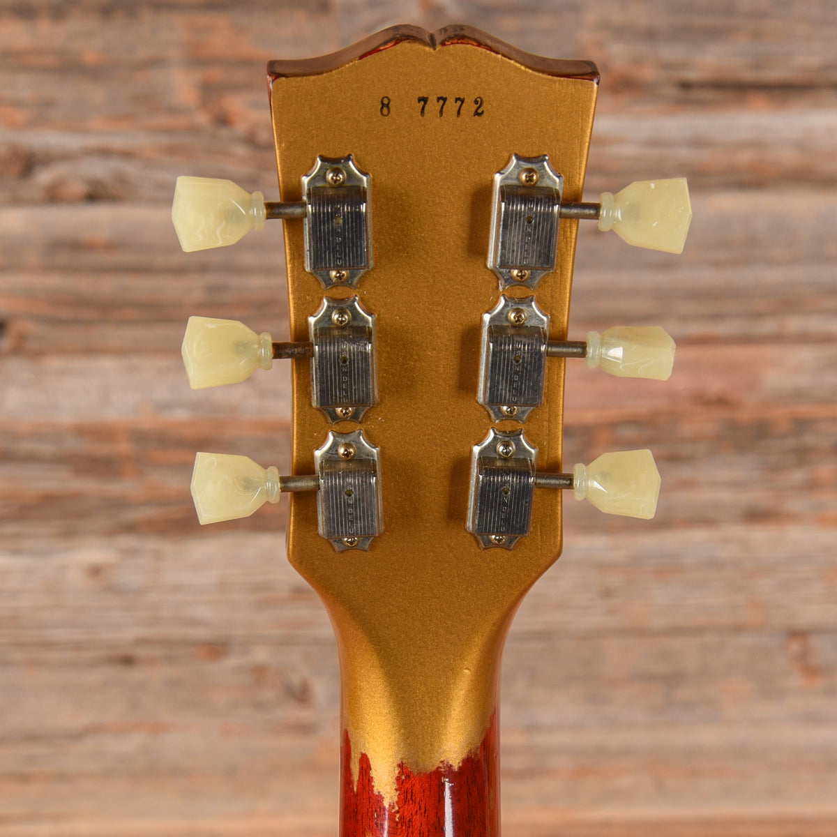 Gibson Custom Painted Over Series '58 Les Paul Standard Reissue Gold Over Cherry Sunburst 2017 - View 7 | MusicMarket