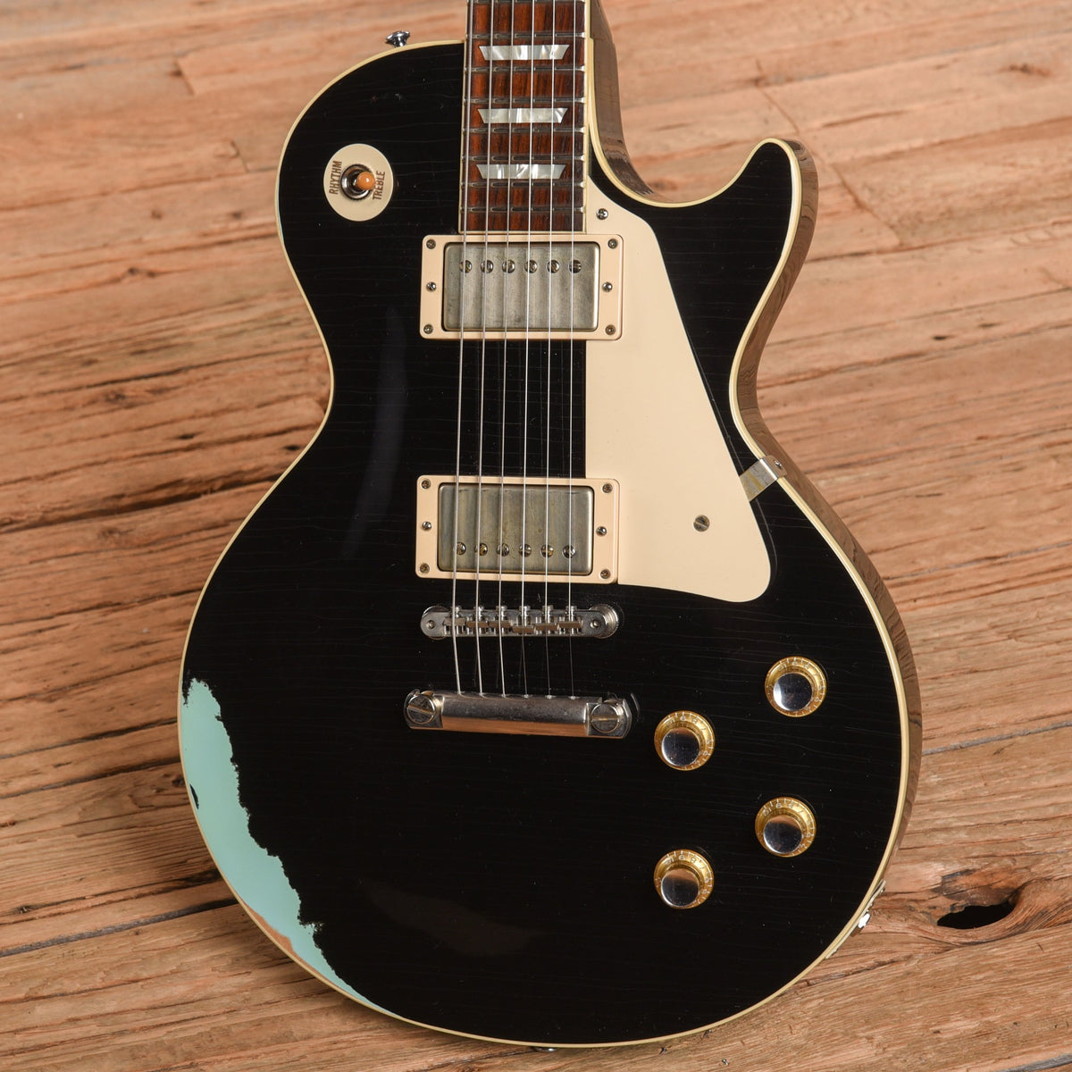 Gibson Custom Painted Over Series '60 Les Paul Standard Reissue Ebony Over Kerry Green 2016 - View 2 | MusicMarket